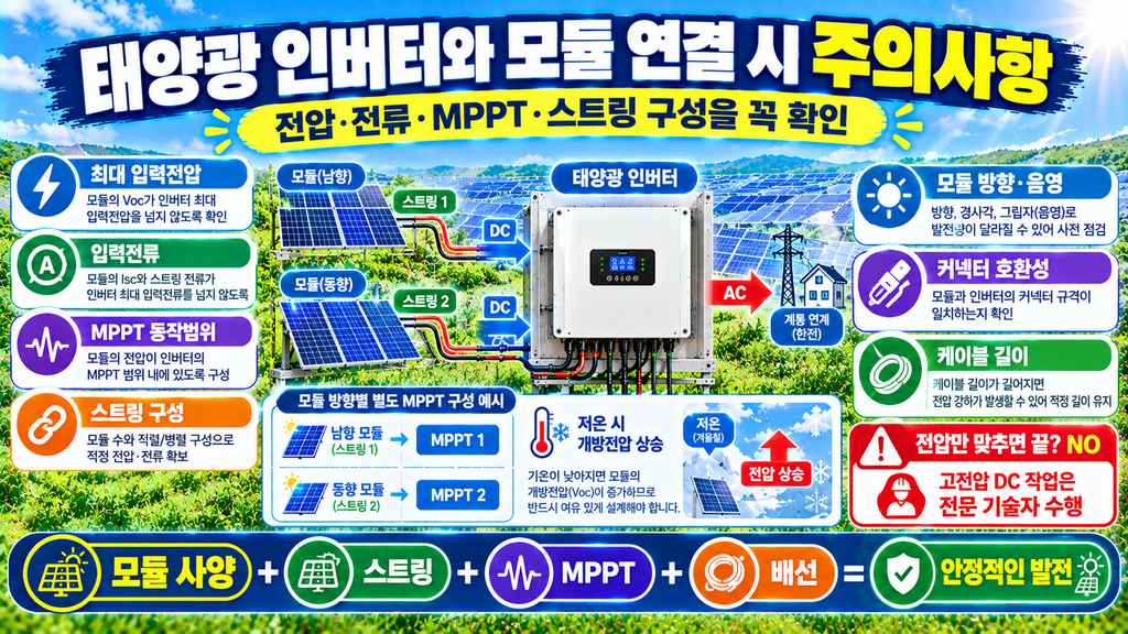 태양광인버터와 모듈 연결시 주의사항