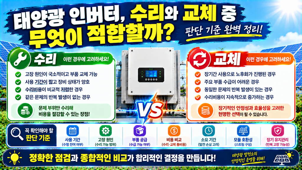 태양광인버터 수리와 교체